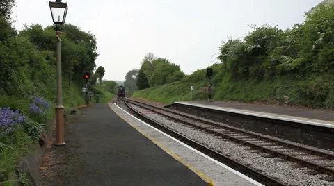 Steam train on the Dartmouth railway in Devon, UK Stock Footage 5164382