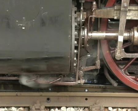 Steam train - detail shot Stock Footage