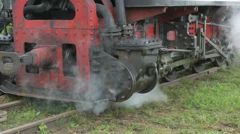 Steam Train Drive Frame Stock Footage 63151219