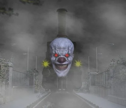 Steam Train with evil face Stock Illustration