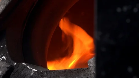 Steam Train fire close up old style image UK England 4K Видео 124626973