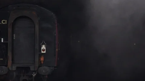 Steam Train going through tunnel UK England 4K Stockbeeldmateriaal 120189061