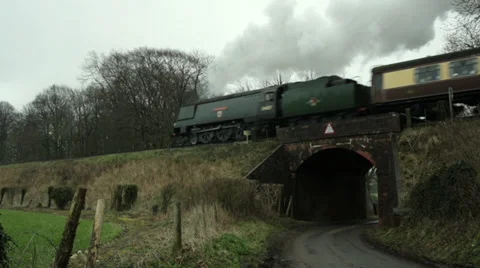 Steam Train Hauling Carriages 스톡 동영상 35927731