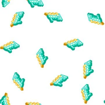 Steam train isometric icon seamless pattern Stock Illustration