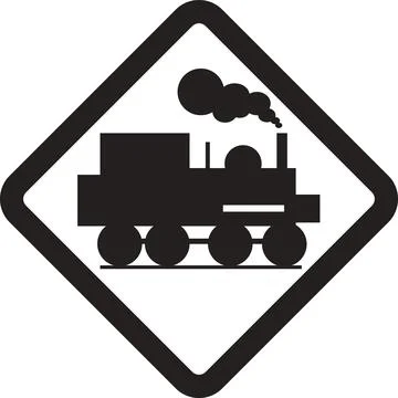 Steam Train Level Crossing Sign Stock Illustration