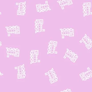 Steam train line vector seamless pattern Illustrazione stock