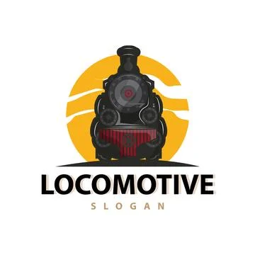 Steam train logo vector illustration old train silhouette vintage locomotiv.. Stock Illustration