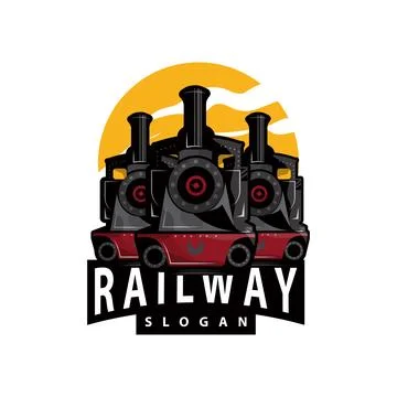 Steam train logo vector illustration old train silhouette vintage locomotiv.. Stock Illustration