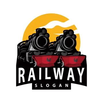 Steam train logo vector illustration old train silhouette vintage locomotiv.. Stock Illustration