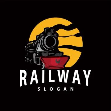 Steam train logo vector illustration old train silhouette vintage locomotiv.. Stock Illustration