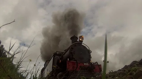 Steam Train at low angle Stock Footage 40776043