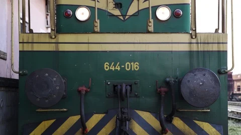 Steam train in the mornign on a train station with smoke Stock Footage 107152482