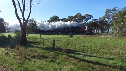 Steam Train On The Move Stock Footage 97122566