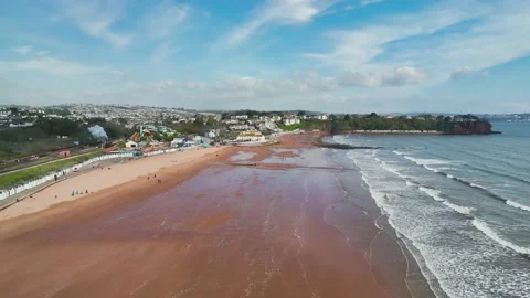 Steam Train over Goodrington Beach from a drone, Paignton, Devon, England 動画素材 238015955