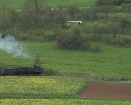 Steam train passing Stock Footage