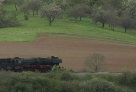 Steam train passing Stock Footage 130896