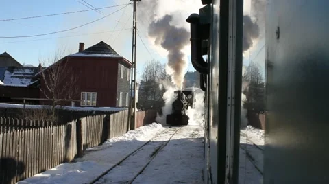 Steam train passing by Video stock 21879917
