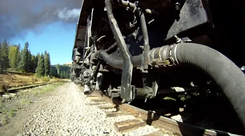 Steam Train Ride Along Low Angle Video stock 40723364