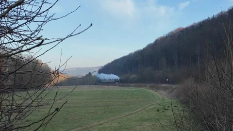 The Steam Train Rodelblitz in Thuringia Stock Footage 301549480