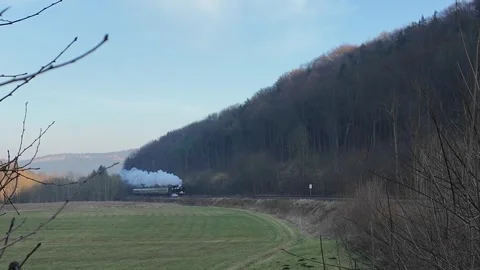 The Steam Train Rodelblitz in Thuringia Stock Footage 301553801