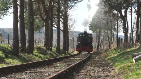 Steam train on the Royal Deeside Railway near Banchory, Scotland. Video stock 107675322