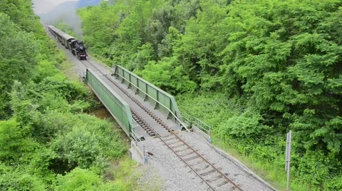 Steam train seen from above Stock Footage 63860796