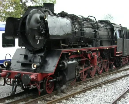 Steam train in station Stock Footage 131129