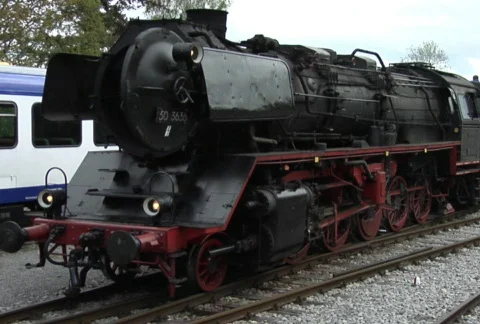 Steam train in station Stock Footage 131140