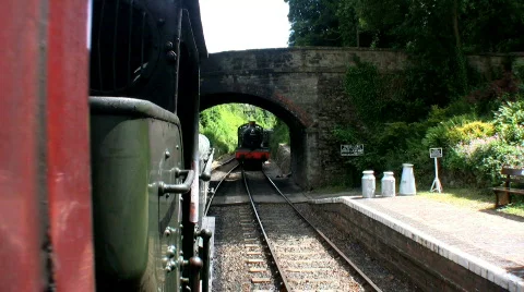 Steam train at the station Stock Footage 479752