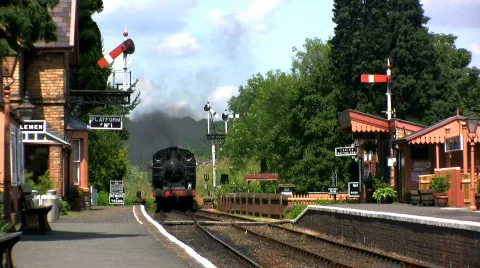 Steam train at the station Stock Footage 480914