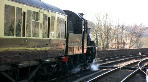 Steam train at the station Stock Footage 657947