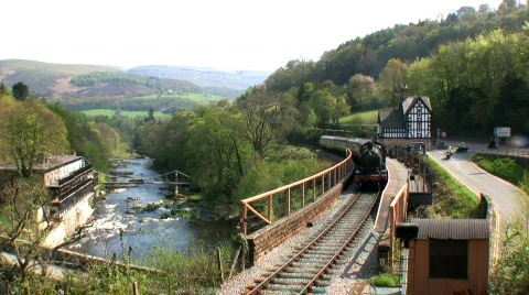 Steam train at the station Stock Footage 710626