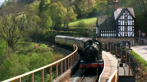 Steam train at the station Stock Footage 710778