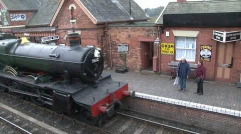 Steam Train at Station Stock Footage 11527715