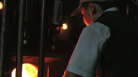 Steam Train stoker at night Stock Footage 63783373