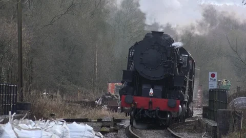 Steam Train on track old style image UK England 4K Stock Footage 125071782