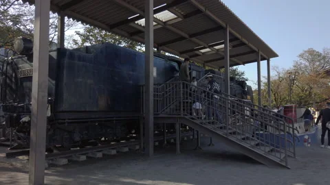 Steam train used as a play area for Japanese children in Asukayama park. Stock Footage 151753155