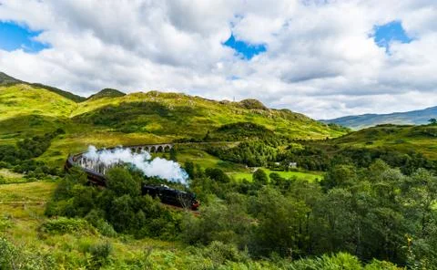 Steam Train on Viaduct Stock Photos
