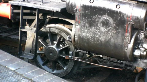Steam Train Wheels and Smoke Stock Footage 656195