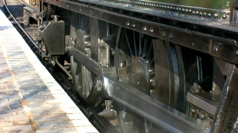 Steam Train Wheels and Smoke Stock Footage 656344