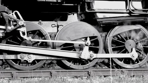 Steam Train wheels close up UK England 4K Vídeos de archivo 104121549