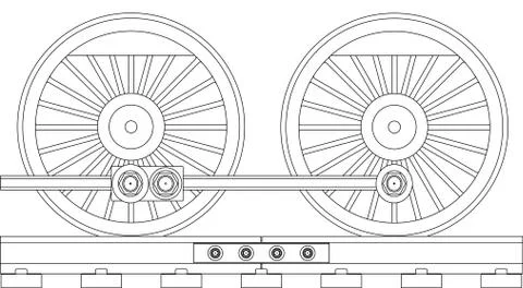 Steam train wheels Stock Illustration