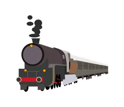 Steam train on white Stock Illustration
