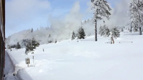 Steam Train in wintry landscape Stock-Footage 52212510