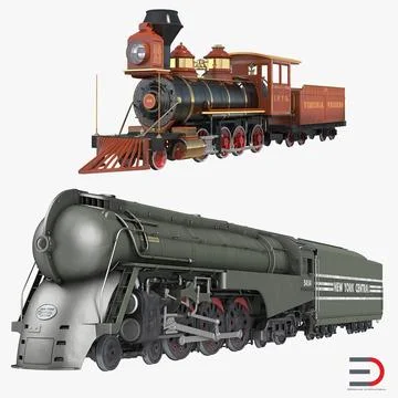 Steam Trains 3D Models Collection 3D Model