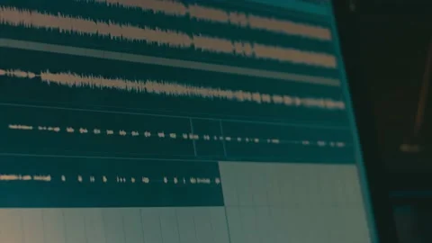 Steam transformation effect of Audio waves on a computer screen. Voice recording Видео 239815326