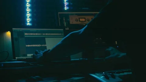 Steam transformation effect of Recording studio. Sound engineer working at the Видео 239815277