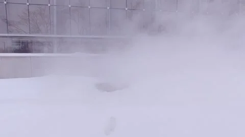 Steam from urban heating infrastructure in winter snow Stock Footage 324342488
