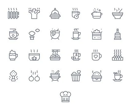 Steam Vector Icon Toolkit featuring 25 Pixel Aligned Retina Ready Regular L.. Stock Illustration