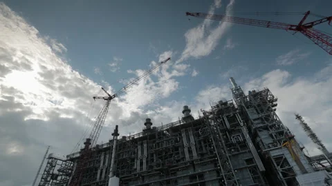 Steamcracker Plant Timelapse with clouds 4K Stock Footage 219751060